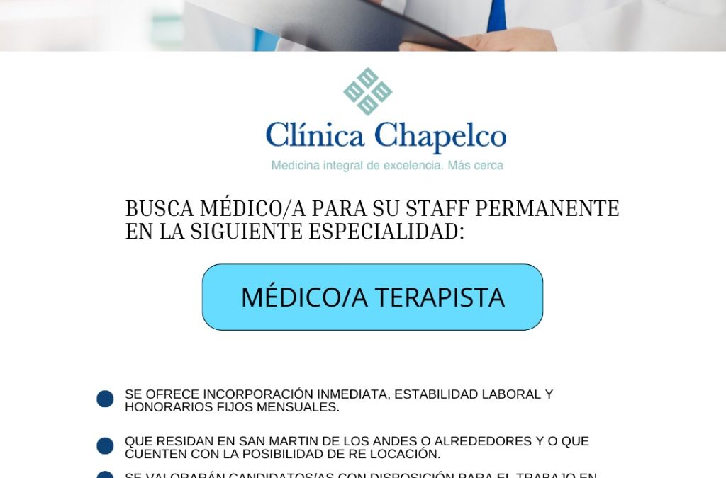 Clínica Chapelco busca médico para su staff permanente