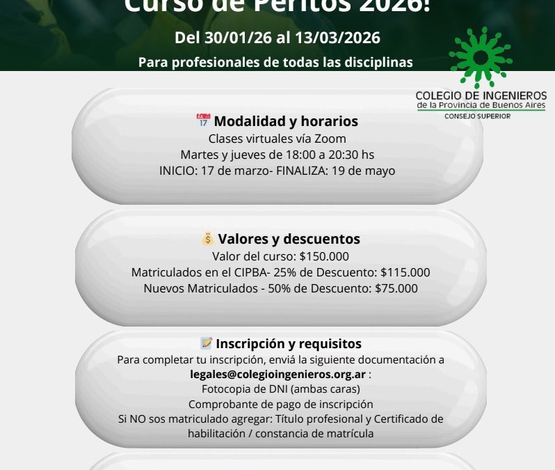 Colegio de Ingenieros: Curso de Práctrica Procesal 2026